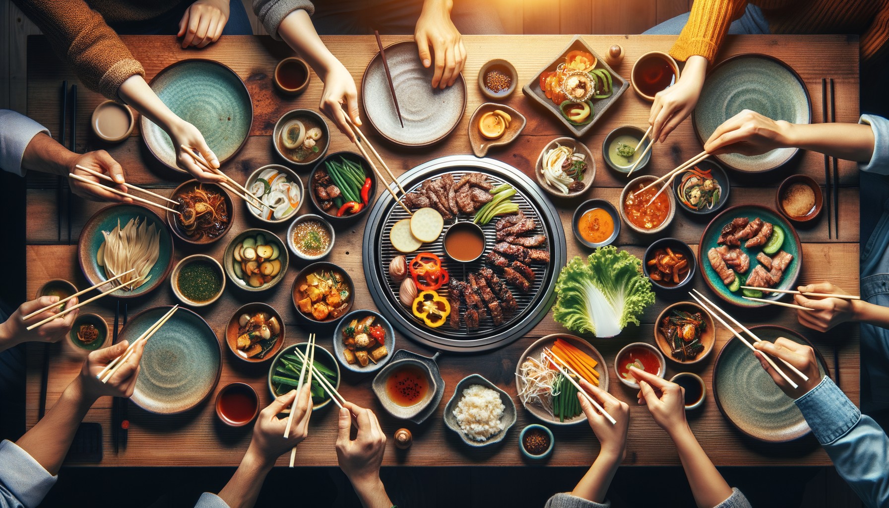 Gathering Around a Korean BBQ Table