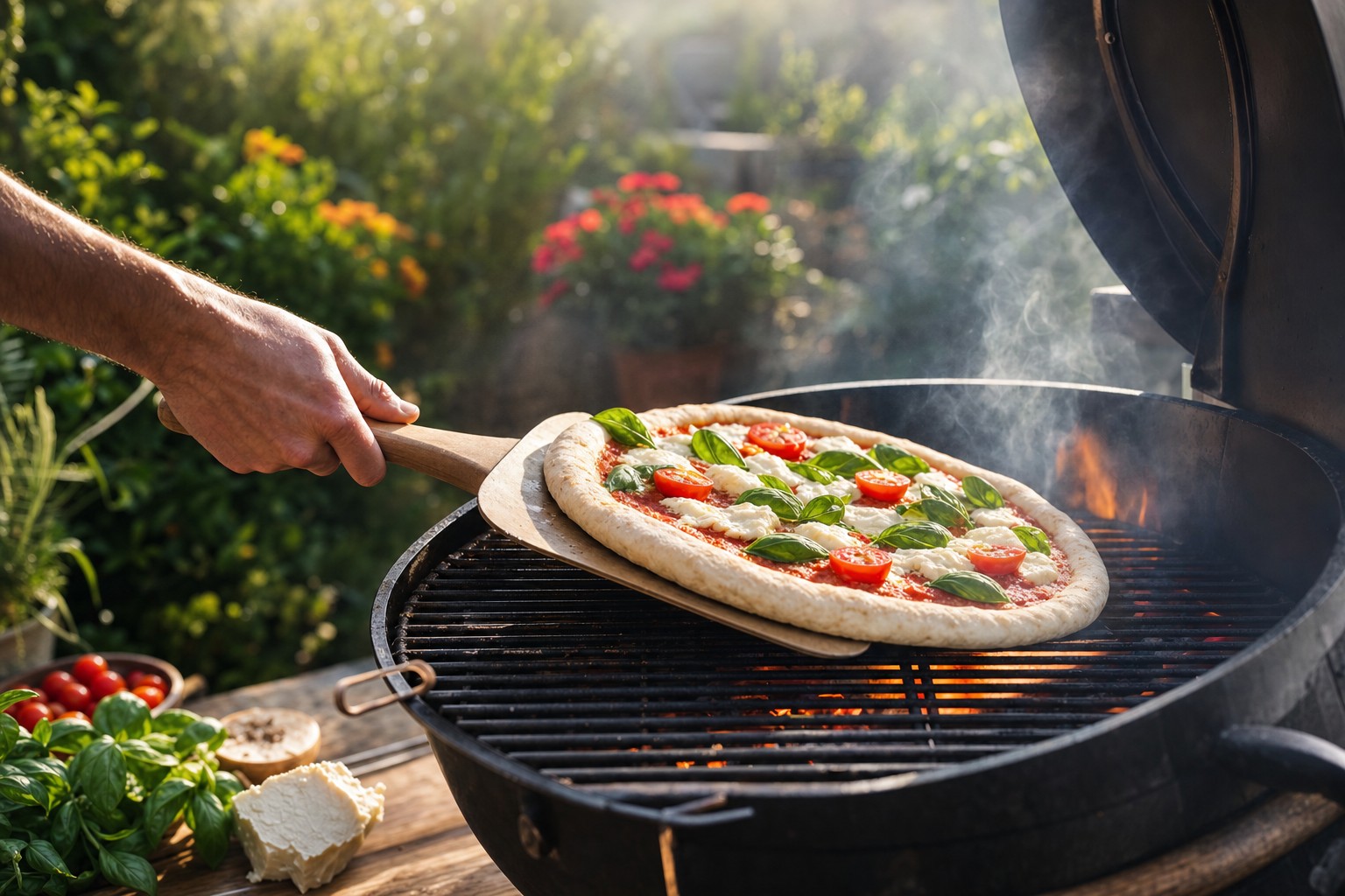 Pizza Cooking on the Grill
