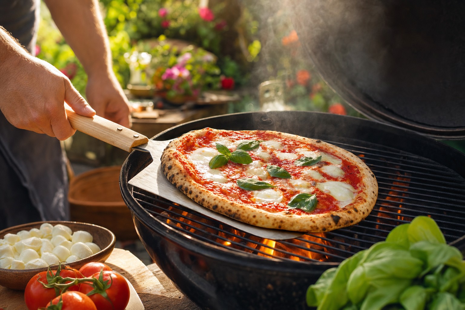 Pizza Cooking on the Grill